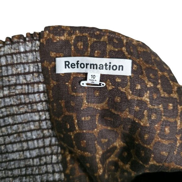 Reformation Madilyn Vesuvio Brown Strapless Linen Mini Dress Size 10 - Picture 3 of 9